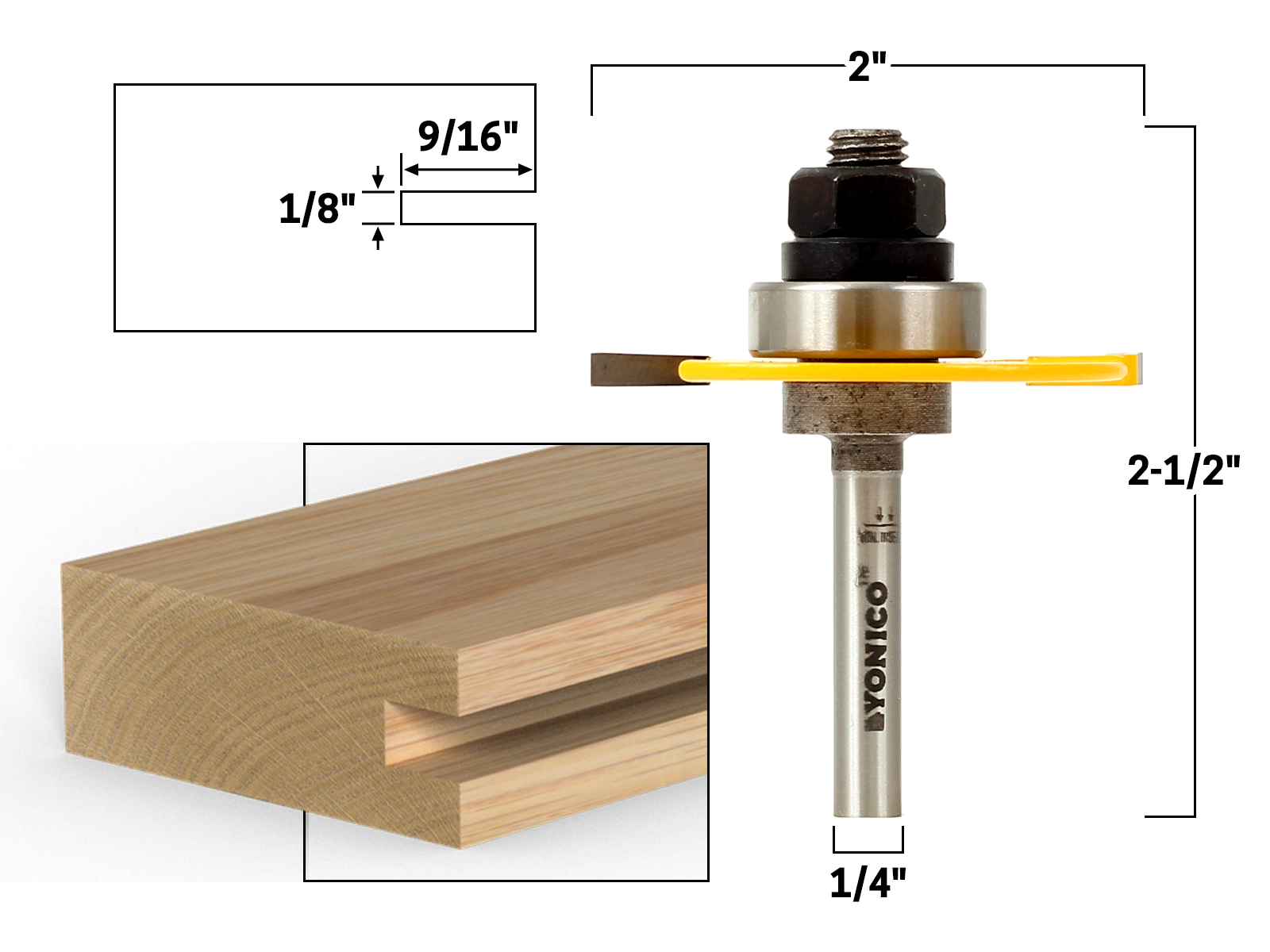 1/8" Slotting Cutter Router Bit Assembly 1/4" Shank Yonico 12103q
