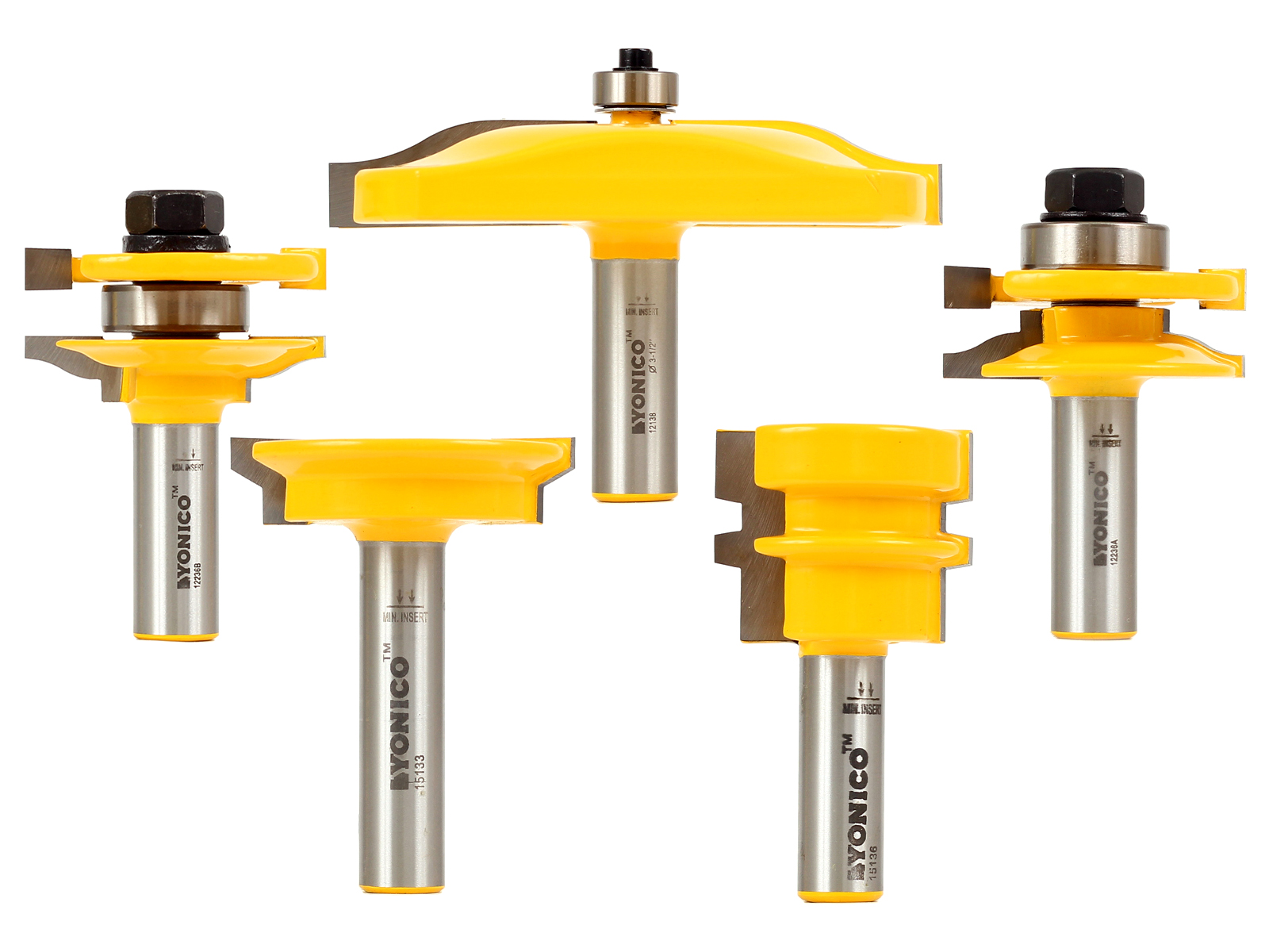 thumbnail image 2 of Yonico 12530 5-Piece Large Ogee Cabinet Door Router Bit Set - 1/2 2 of 6
