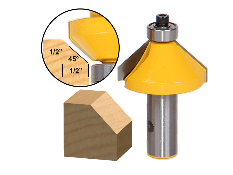 45 Degree Chamfer Edge Forming Router Bit 1/2" Shank Yonico 13106