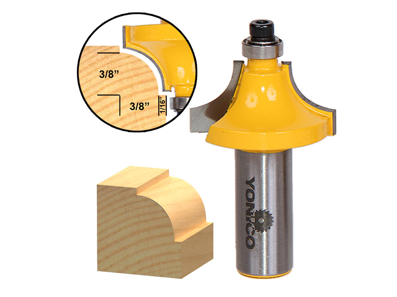 3/8" Radius Round Over Bead Edge Forming Router Bit 1/2" Shank