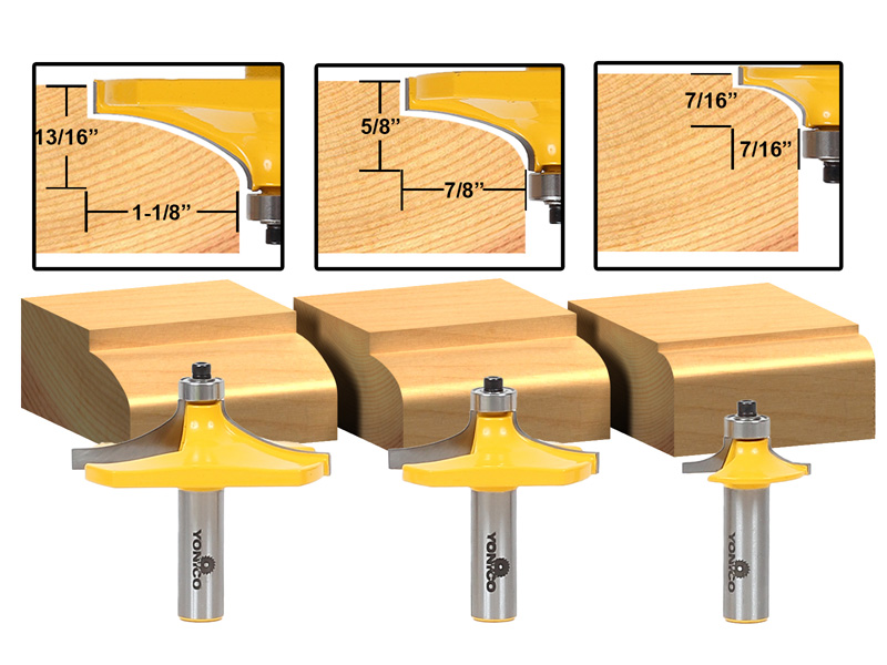 3 Bit Table Edge Thumbnail Router Bit Set - 1/2