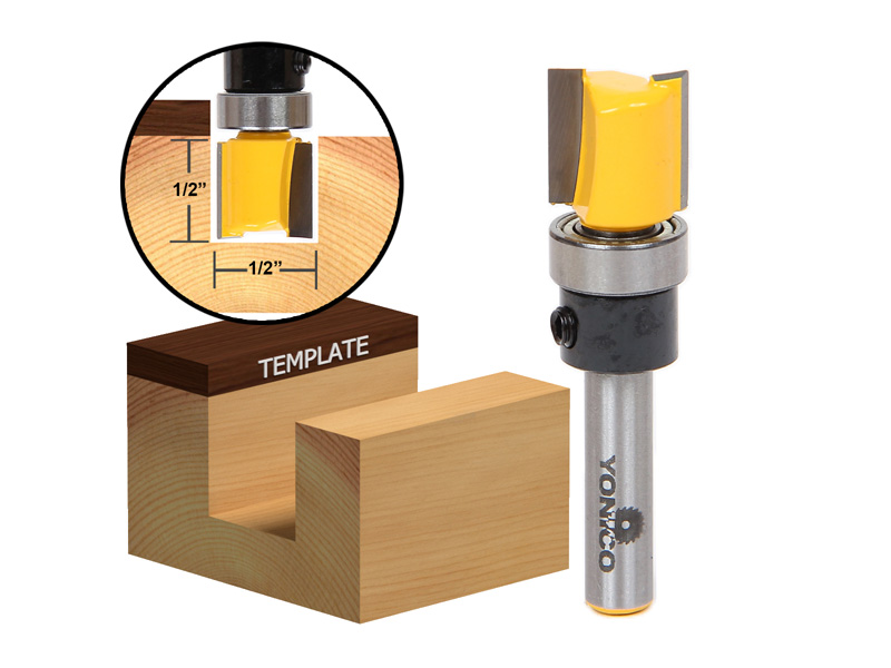 1/2" Hinge Mortise Flush Trim Template Router Bit 1/4" Shank Yonico 14169q 765573826302 eBay