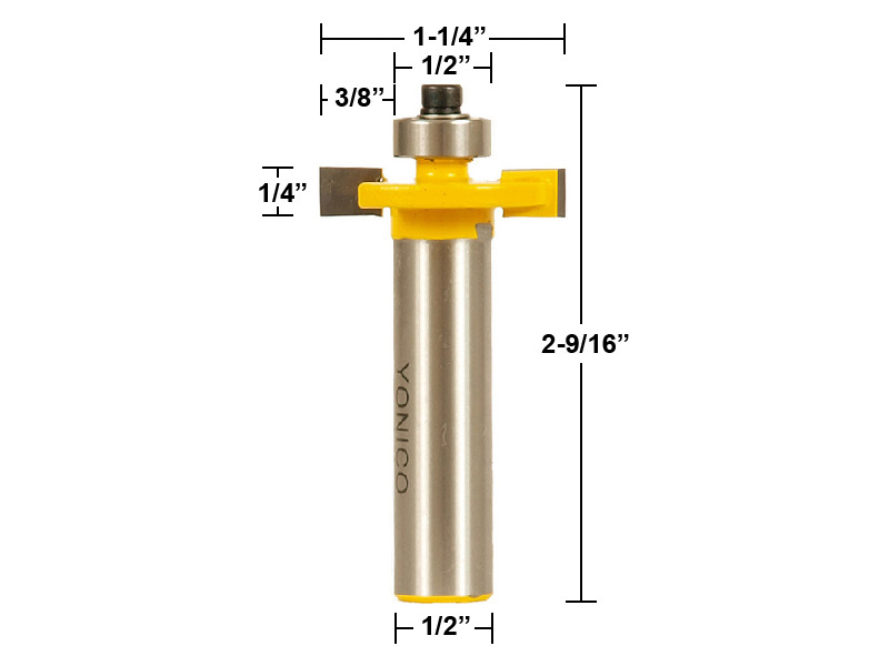 1/4" Height X 3/8" Depth Slot Cutter Router Bit 1/2" Shank Yonico