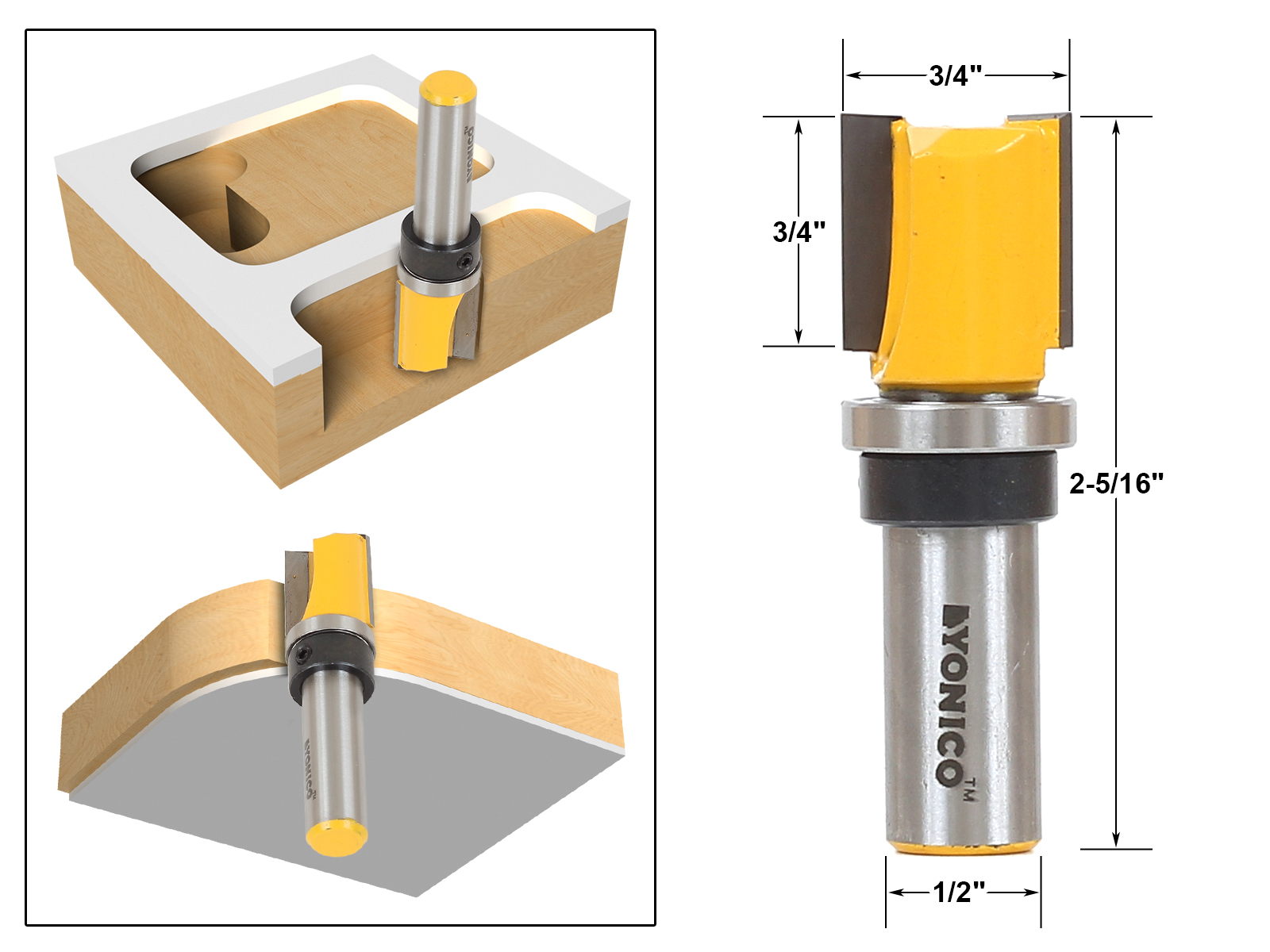 Yonico Punte Per Router Diritte Inserto In Carburo Solido 1/4 - Foto 6