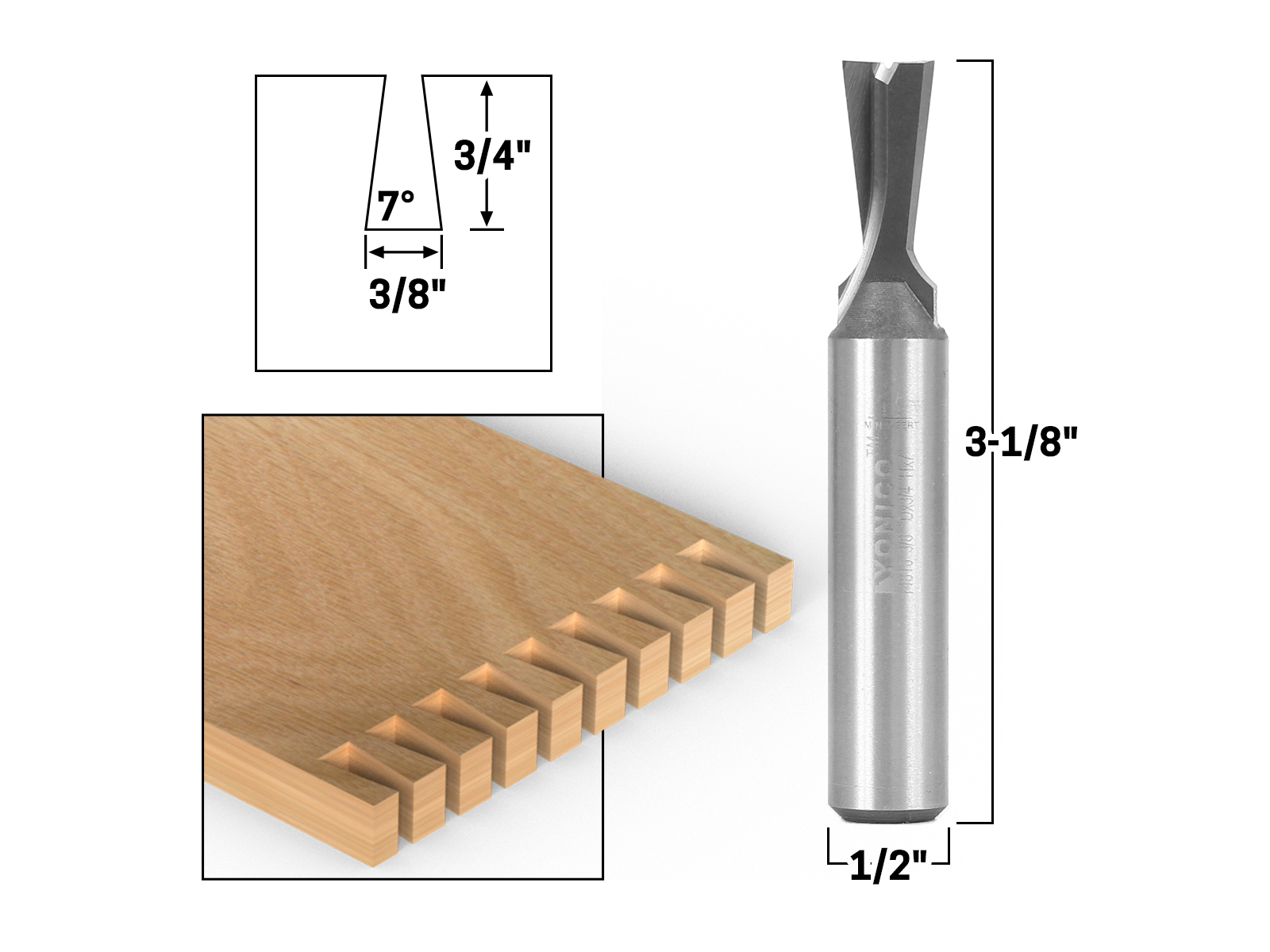 7 Degree Pilot Bevel Trim Solid Carbide Router Bit 1//4/" Shank Yonico 14102q