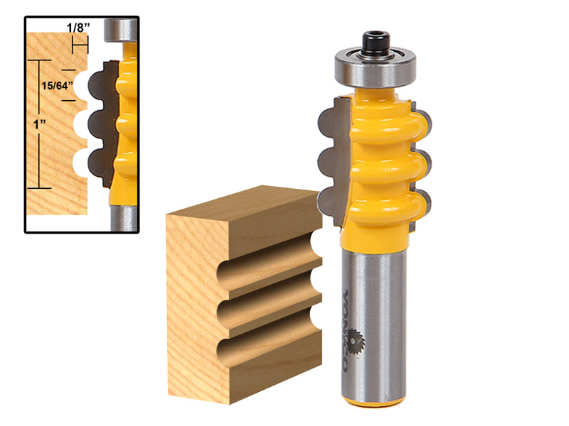 1/8" Radius Triple Flute Trim Molding Router Bit 1/2" Shank Yonico