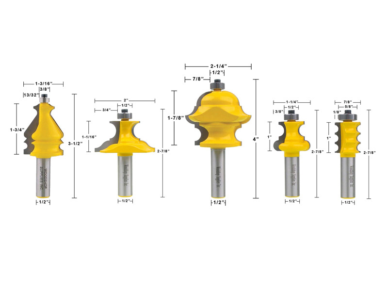 5 Bit Furniture Trim & Molding Router Bit Set 1/2" Shank Yonico 16540 765573827361 eBay