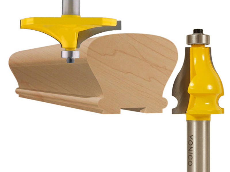 Lrg Thumbnail & Beaded 2 Bit Handrail Router Bit Set 1/2" Shank