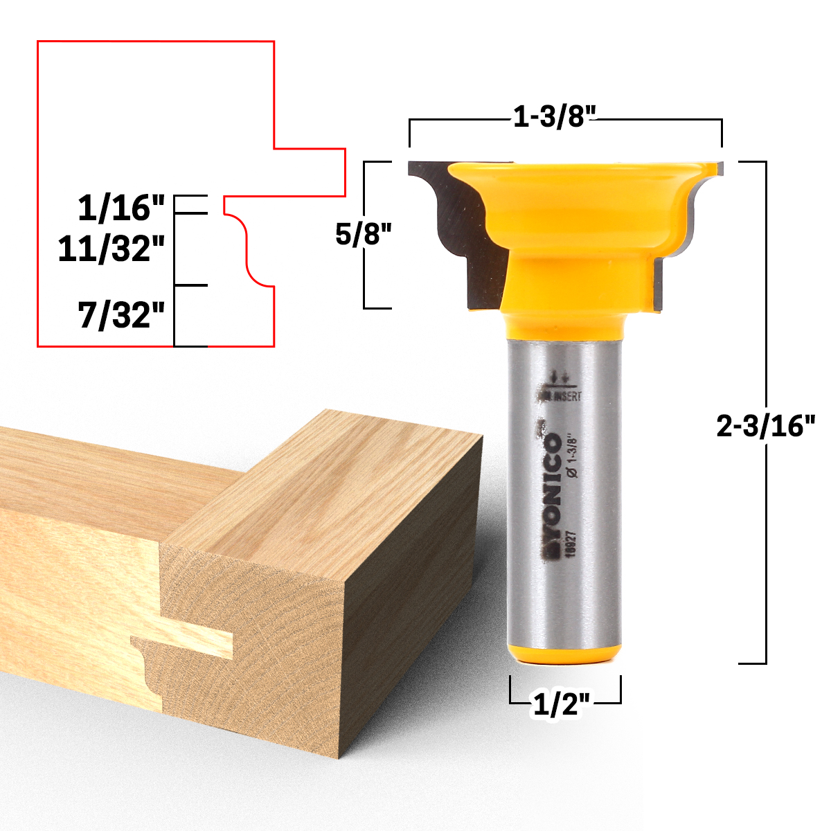 【うさこ】タヒアセット Extended Tenon Window Sash Router Bit - 1/2