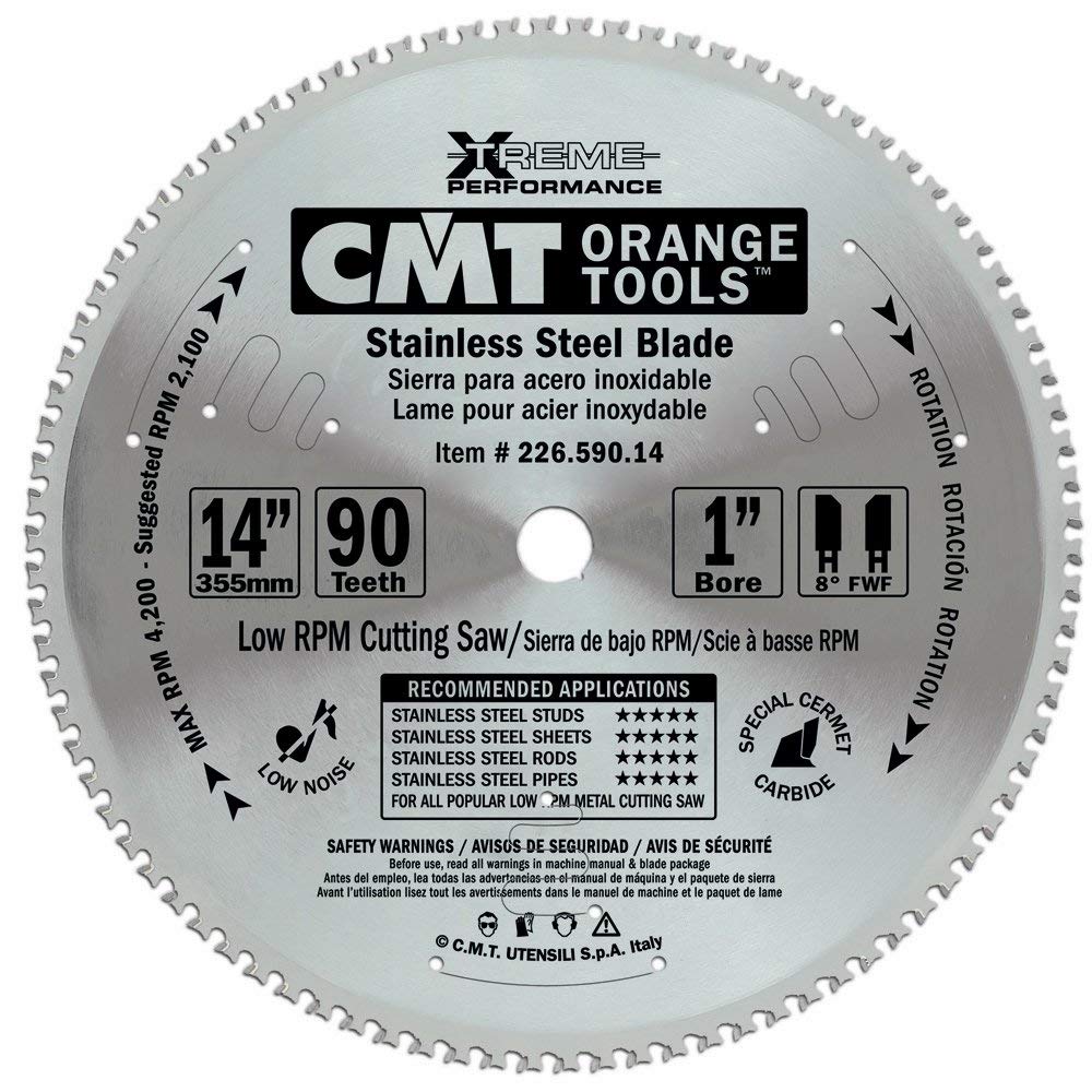 CMT 226.590.14 Stainless Steel Saw Blade 14Inch by 90 Teeth 1Inch