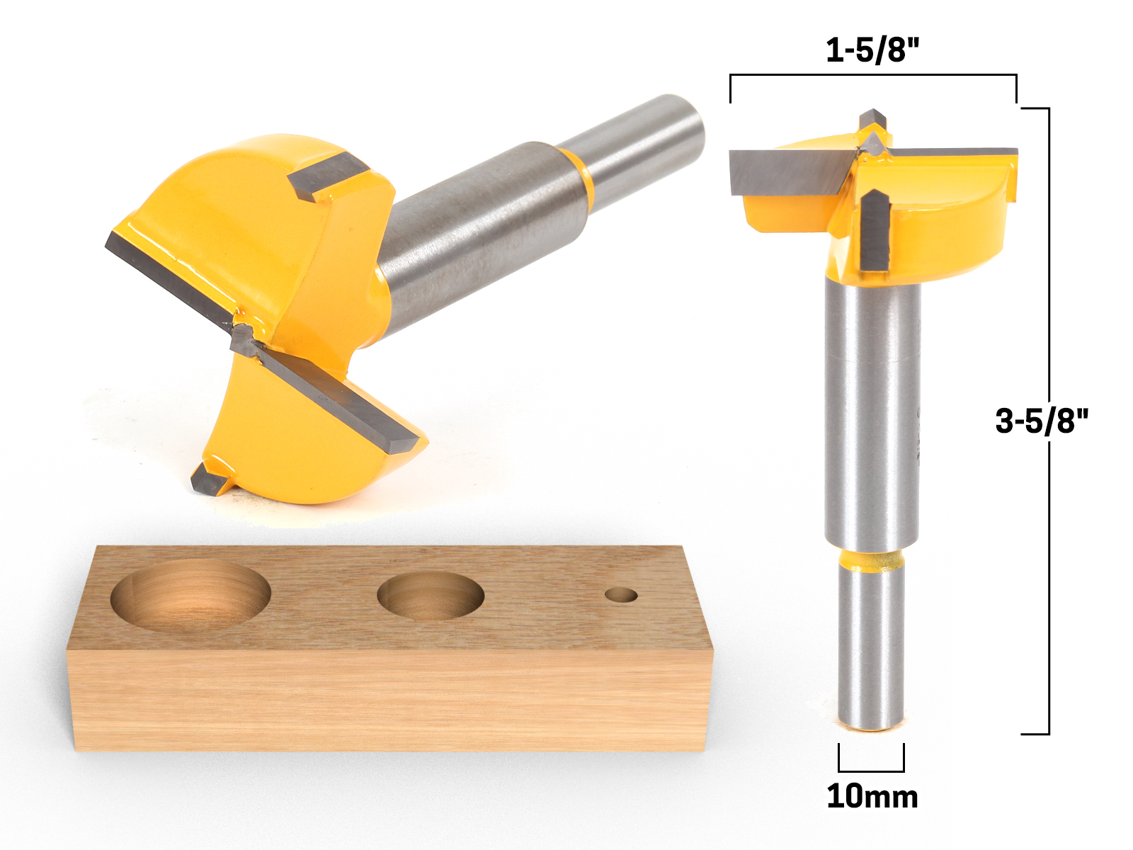 15/8" Diameter Carbide Forstner Drill Bit 10mm Shank Yonico 43047C