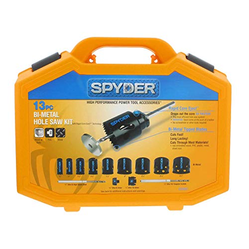 Spyder 600887 13 Piece Bi Metal Steel Hole Cutter Saw Kit with
