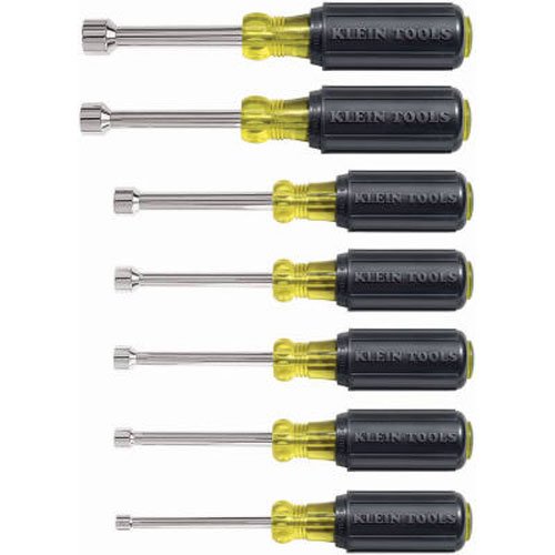 Nut Driver Set Sizes 3/16 1/4 5/16, 11/32, 3/8 7/16 and 1/2Inch Klein