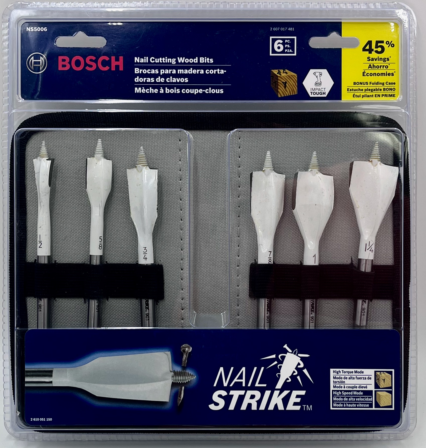 Bosch NS5006 6 pc. Nail Strike WoodBoring Spade Bit Set JOKER5000